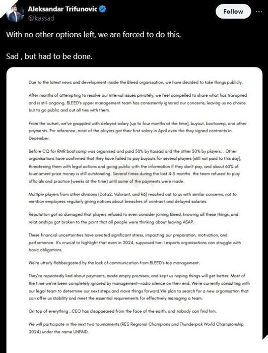 Vừa Bị Loại Khỏi Giải VALORANT, Bleed Esports Nổ Ra Drama Nợ Lương Từ CEO 2