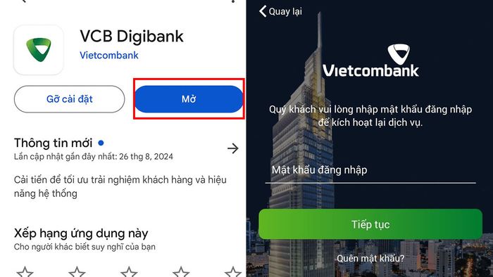 Hướng dẫn kích hoạt thẻ Vietcombank tại nhà bước 1