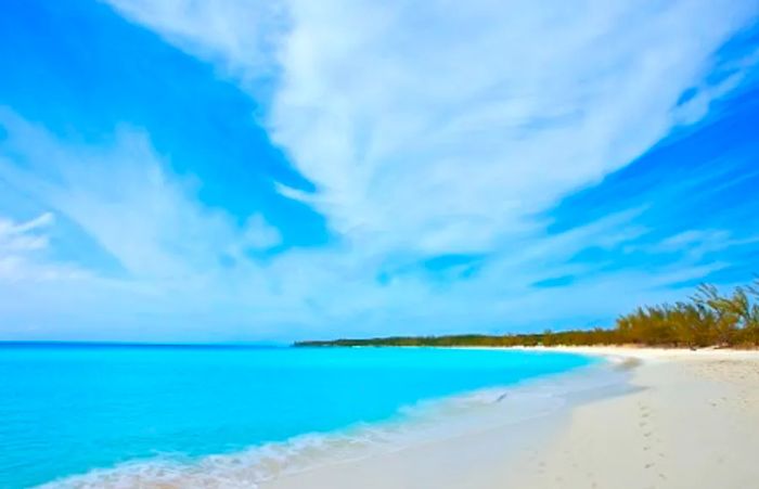 A glimpse of the sky-blue waters at Xanadu Beach in Freeport, Bahamas.