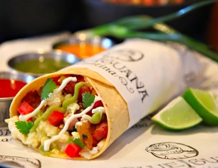 A delicious burrito from the BlueIguana Cantina