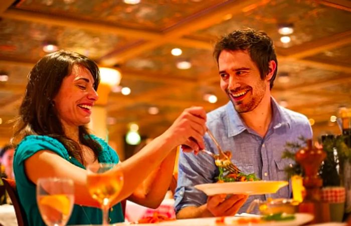 A couple enjoying a meal at Cucina del Capitano