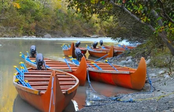 canoes during a shore excursion in Skagway