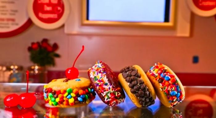 A selection of ice cream cookie sandwiches from Cherry on Top