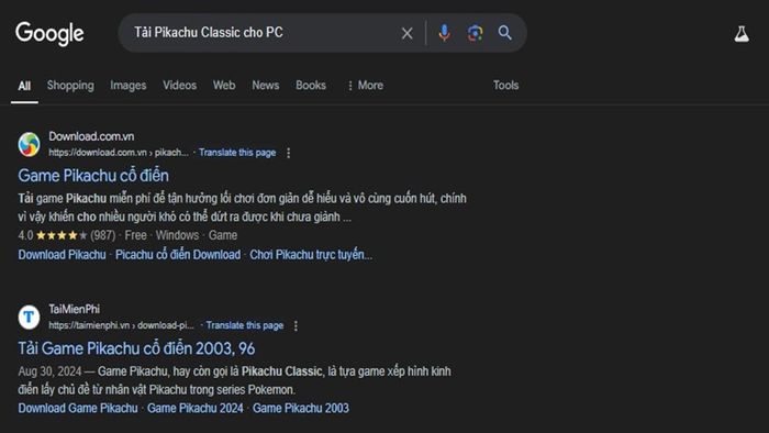 Bước 1: Tìm kiếm trang web tải game