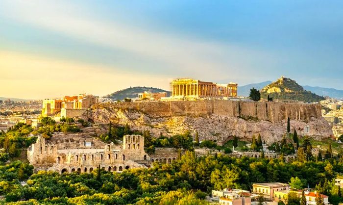 A stunning view of the Parthenon and the Acropolis in Athens