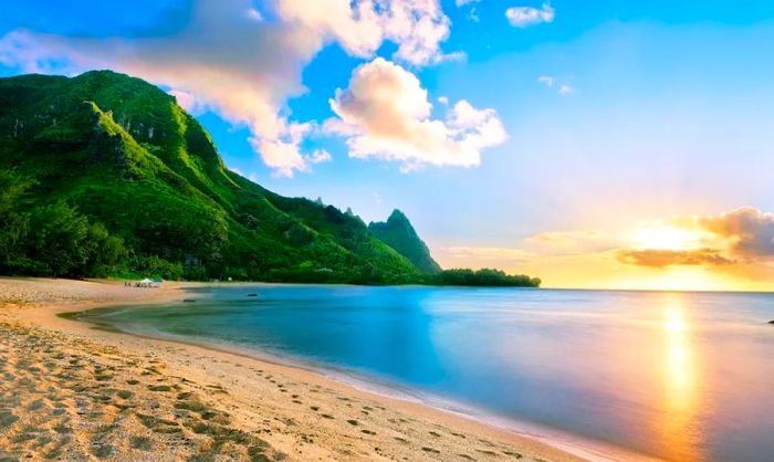 A sunset over the beach in Hawaii