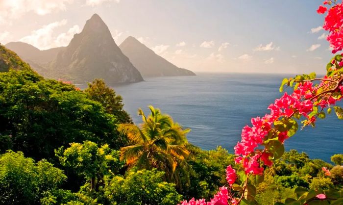 A breathtaking view of the Pitons in St. Lucia