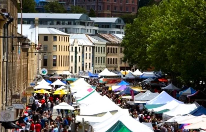 a marketplace in Hobart, Australia