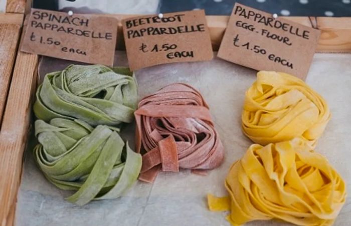 handmade pasta available at an Italian market