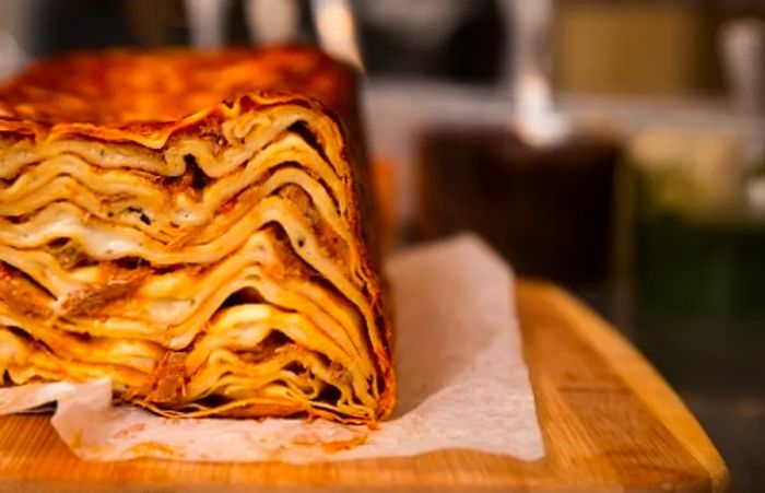 Timballo in an Italian kitchen