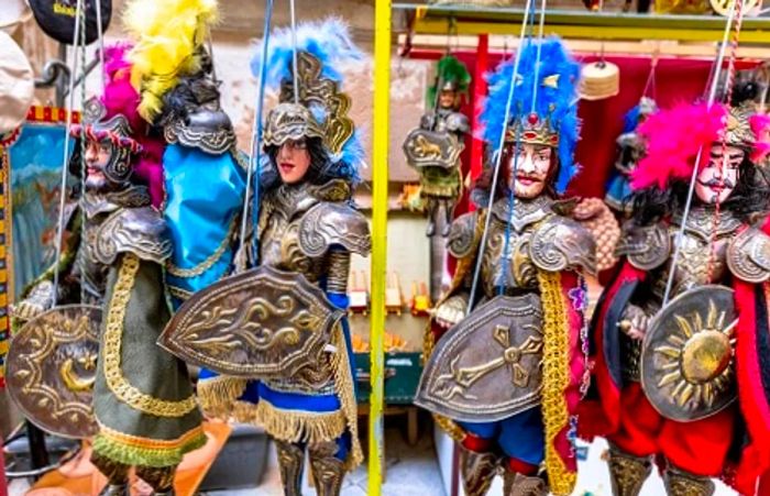 Sicilian puppets adorned with metal armor