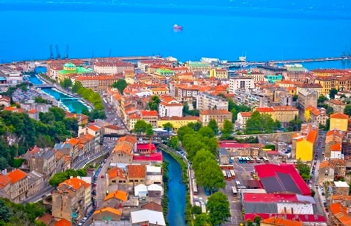 an aerial view of Rijeka's stunning coastline in Croatia