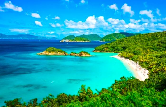 aerial view of a stunning beach in St. Thomas, US Virgin Islands