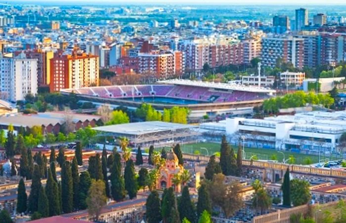 an aerial view of Barcelona’s biggest soccer stadium