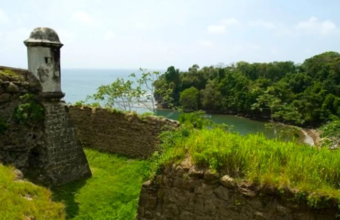 historic stone walls in Colón, Panama