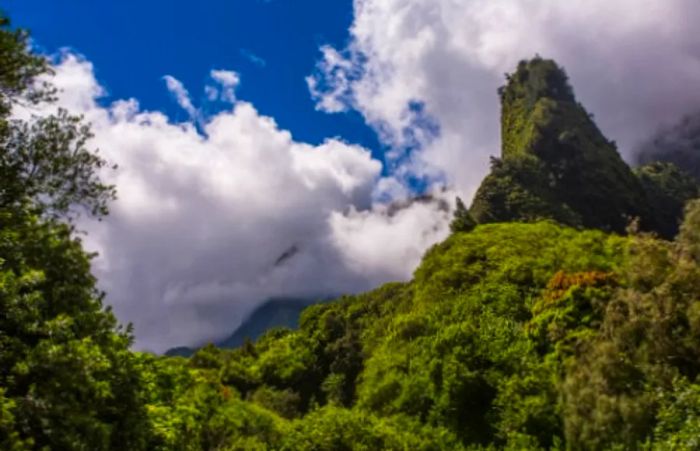 iao Needle rising above the lush greenery of Iao Valley State Park in Maui