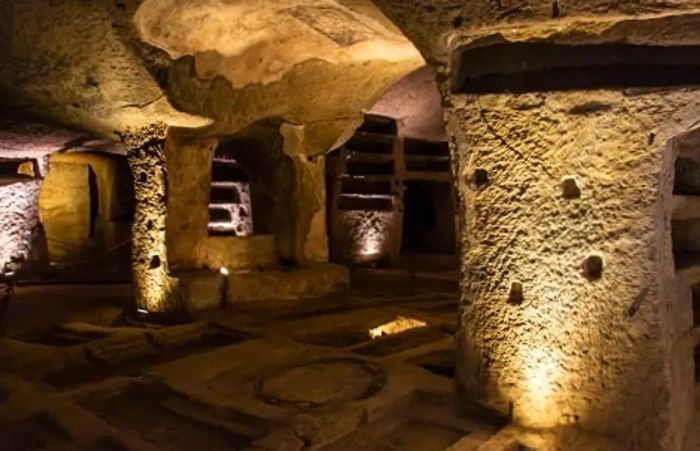 the catacombs located in Naples, Italy