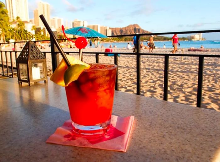 A mai tai cocktail enjoyed poolside