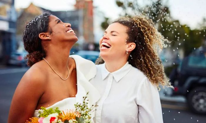 A couple of brides celebrating their union