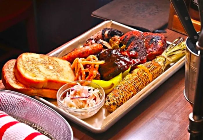 a fully stocked smoker from Guy’s Pig and Anchor BBQ