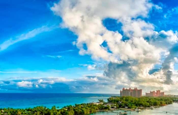 aerial view of the Atlantis Resort in Nassau, Bahamas