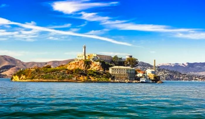 view of Alcatraz Island in San Francisco from a boat on the bay