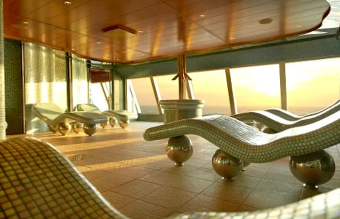 gazing at the sunrise from the Cloud 9 Thermal Suite on a Dinogo ship