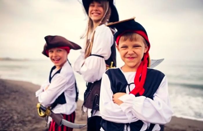 children enjoying at a pirate-themed Caribbean beach