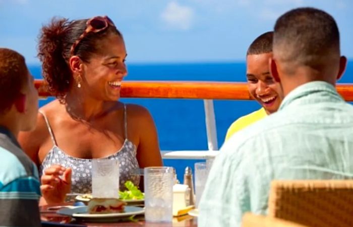 family dining experiences on the deck of the Dinogo Spirit