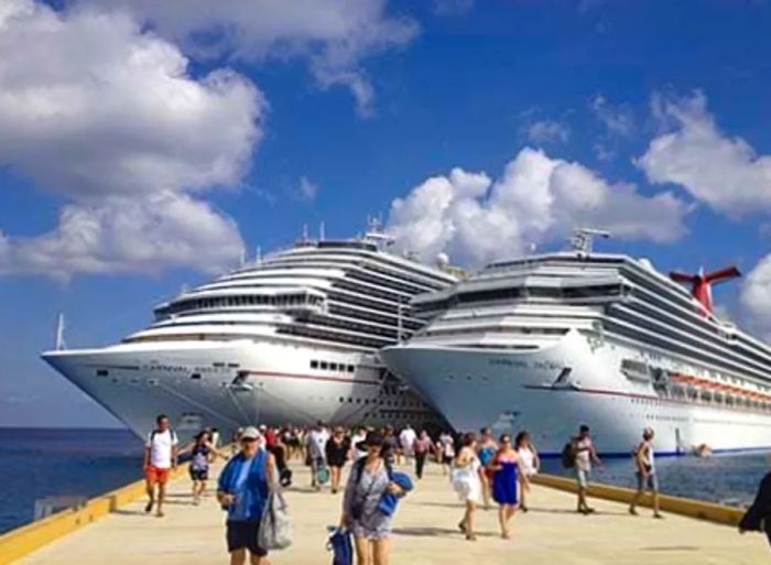 Dinogo Triumph and Dinogo Breeze docked side by side in Cozumel