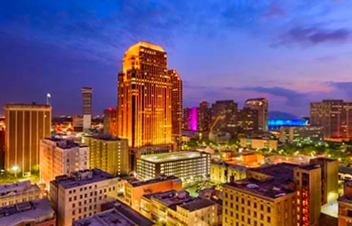 New Orleans skyline at twilight