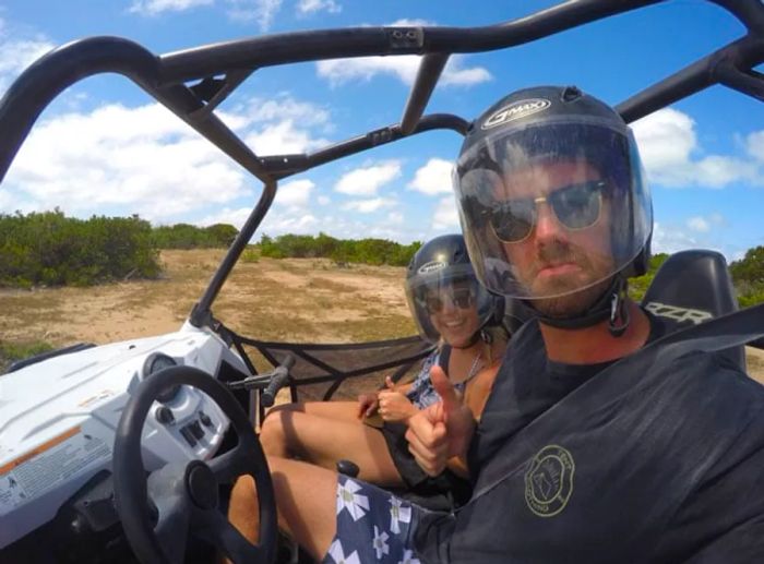 A couple’s selfie while riding the ATV