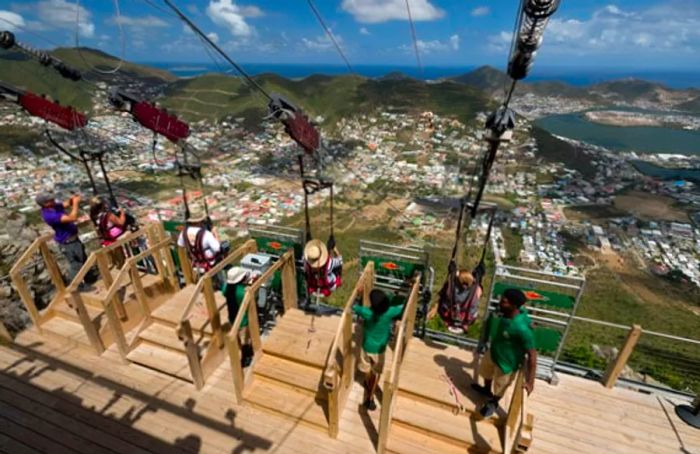 A view from the summit of the Flying Dutchman zip line at Rockland Estate