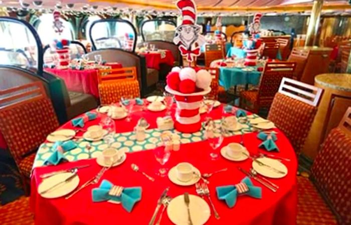 A beautifully set table for the Dr. Seuss Green Eggs and Ham Breakfast