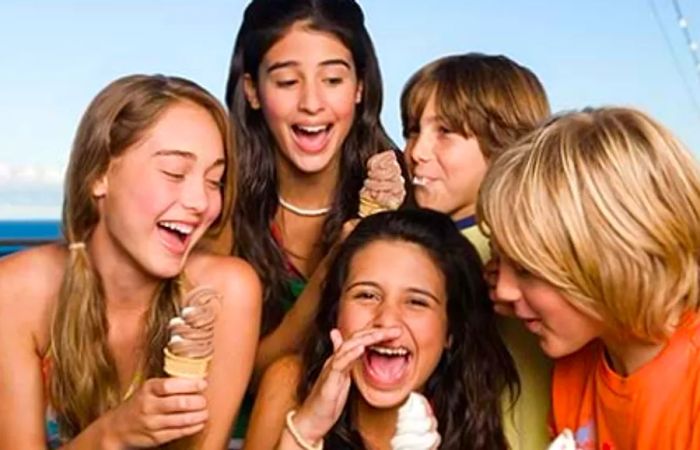 A group of friends delighting in ice cream cones