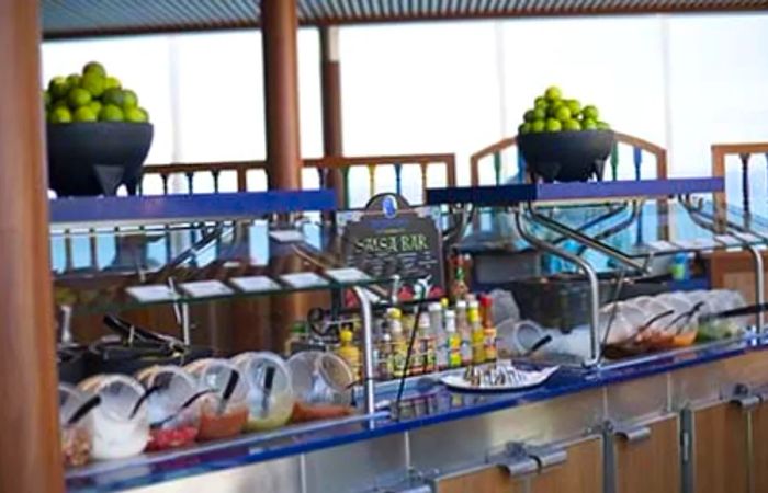 The salsa bar at BlueIguana Cantina