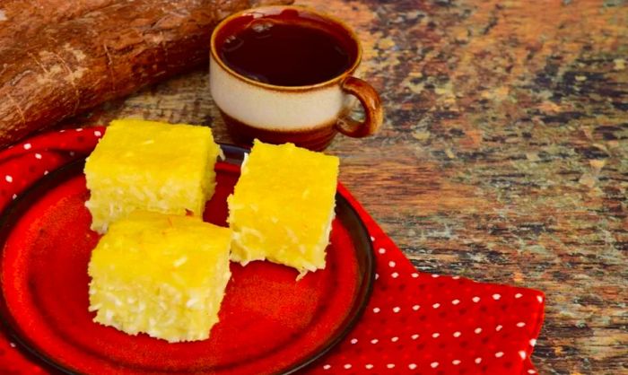 Classic baked sweet cassava pone.