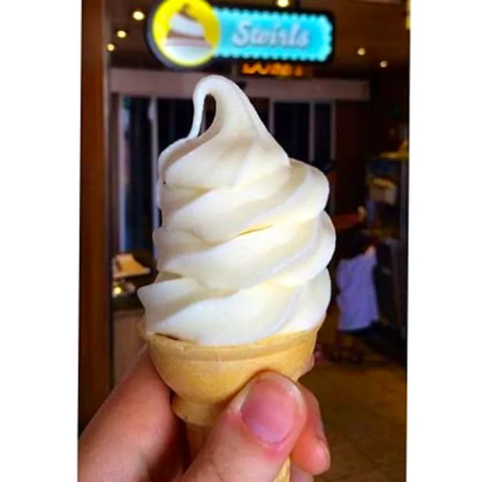 a delicious soft-serve ice cream cone