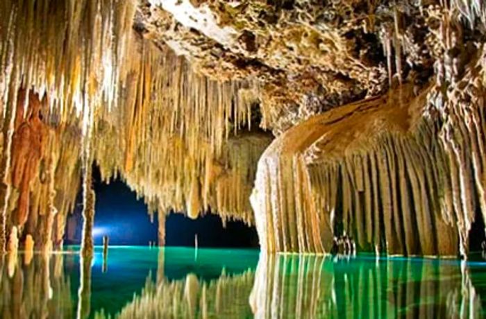 stalactites and stalagmites in Cozumel