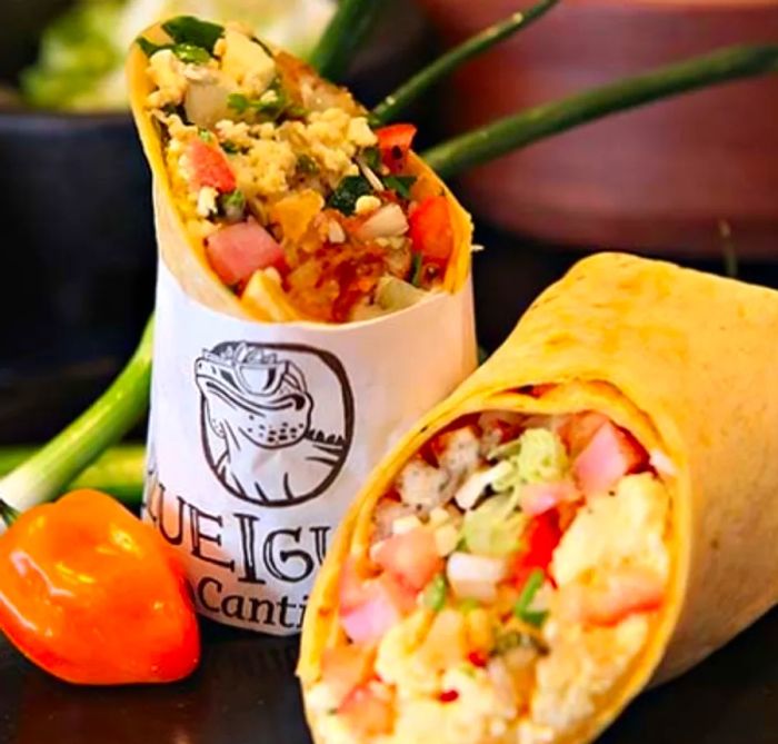 vegetarian breakfast burrito from BlueIguana Cantina