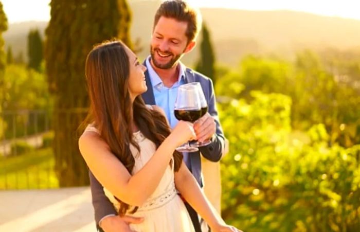 a couple savoring a glass of wine together