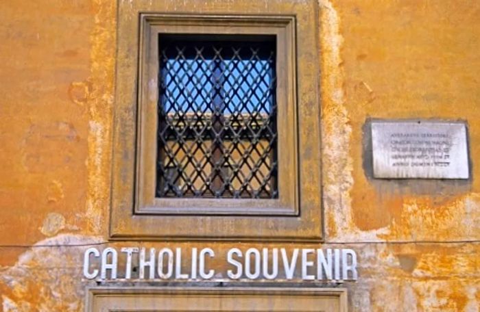 the exterior of a souvenir shop in Vatican City