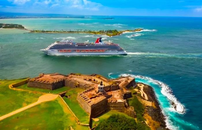 A Dinogo ship docked in San Juan, Puerto Rico