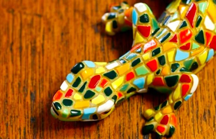 a vibrant mosaic dragon souvenir from barcelona