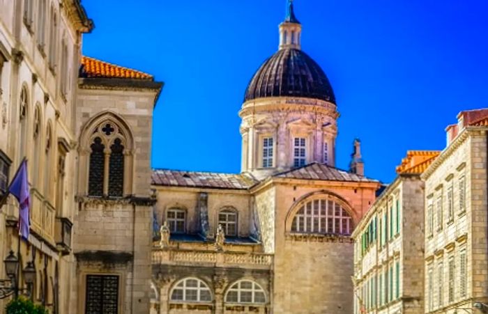 The Dubrovnik Cathedral under a bright, sunny sky