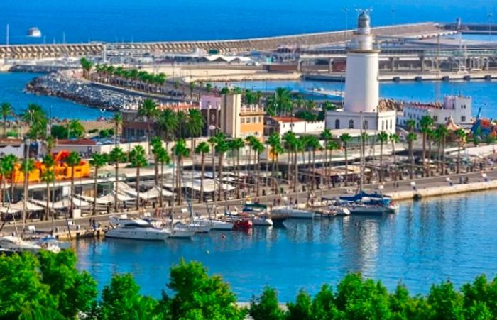 a distant view of the port of Málaga in Spain