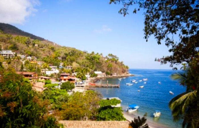 aerial view of Pizota village and port near Puerto Vallarta