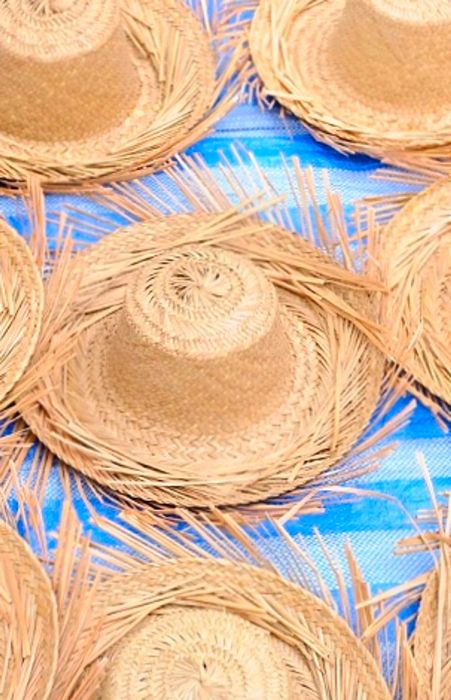 Bahamian straw hats on display