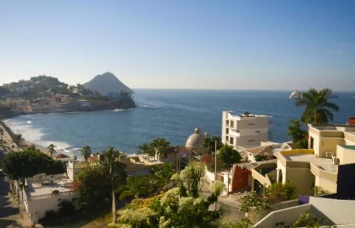 aerial view of the beautiful Mazatlan coastline on a sunny day