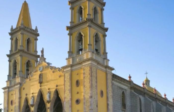 a cathedral located in the historic colonial town of Sierra Madre